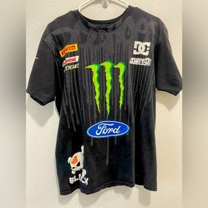 DC Monster Energy Ken Block #43 Black Front & Back Graphic T-Shirt Tee Medium.